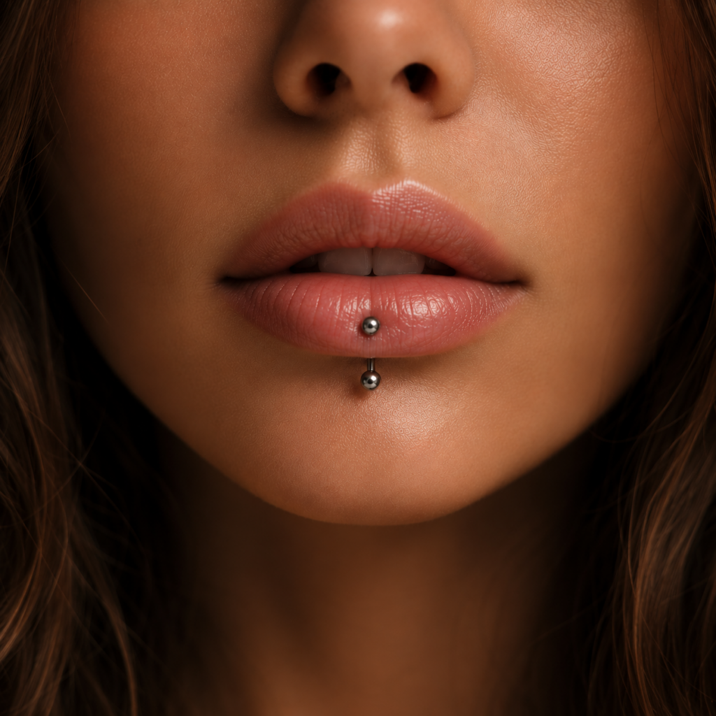 Le piercing labret vertical