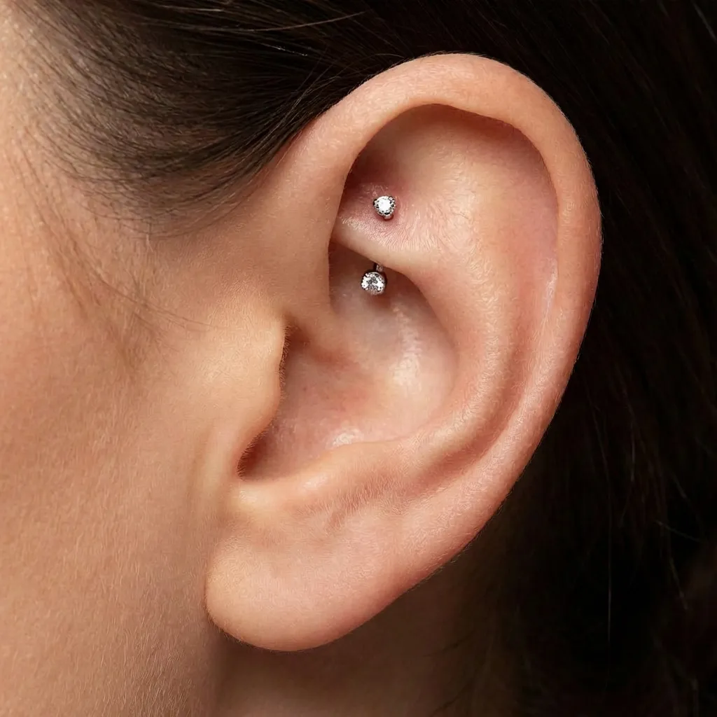 Piercing de rook avec zircons